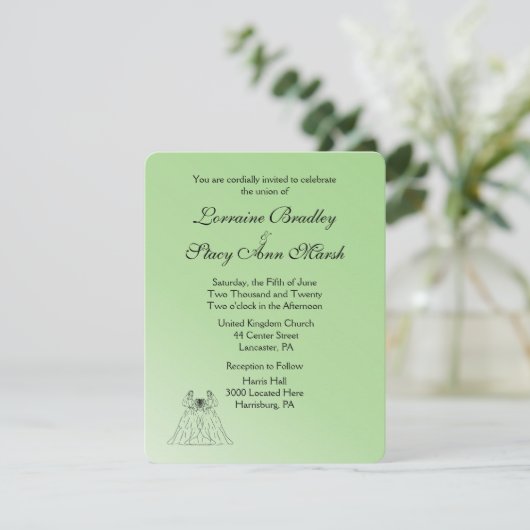 Uitnodiging voor groene lesbiennes (Staand voorkant)