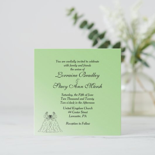 Uitnodiging voor groene lesbiennes (Staand voorkant)