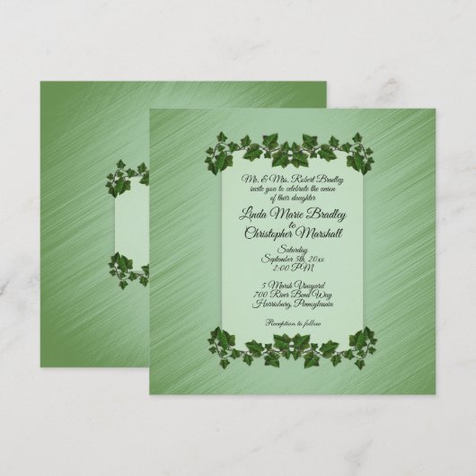 Uitnodiging voor groene leves Wedding (Voorkant / Achterkant)