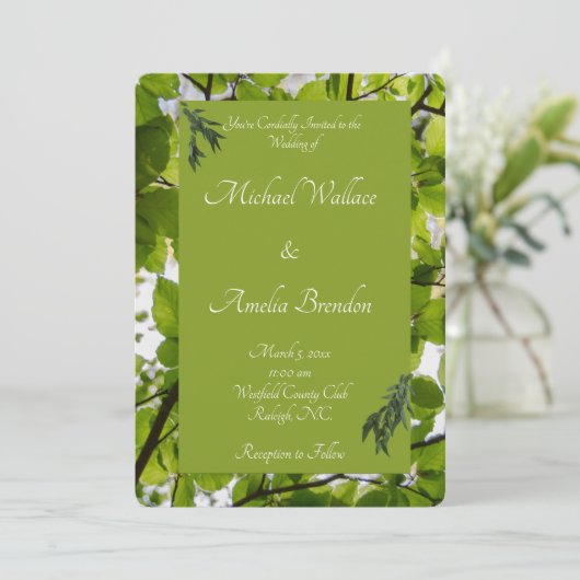 Uitnodiging voor groene leves Wedding (Staand voorkant)