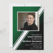 Uitnodiging voor Groene Racing Stripe Birthday (Voorkant)