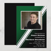 Uitnodiging voor Groene Racing Stripe Birthday (Voorkant / Achterkant)