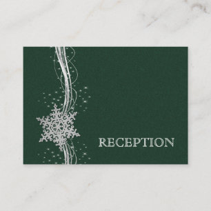 Uitnodiging voor groene Silver Snowflakes bruiloft Informatiekaartje