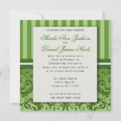 Uitnodiging voor groene striped Damask Wedding (Voorkant)