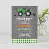 Uitnodiging voor groene tractor (Staand voorkant)