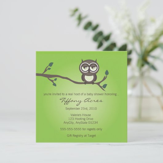 uitnodiging voor groene uil (Staand voorkant)