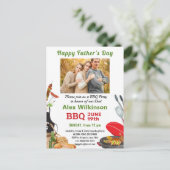 Uitnodiging voor groene Vaderdag foto BBQ Party (Staand voorkant)