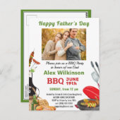 Uitnodiging voor groene Vaderdag foto BBQ Party (Voorkant / Achterkant)