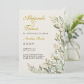 Uitnodiging voor groene vergadering met goud (Staand voorkant)