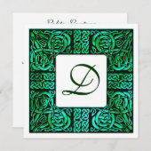 Uitnodiging voor groene waters Keltische monogram (Voorkant / Achterkant)