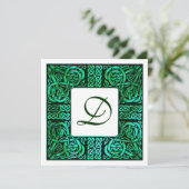 Uitnodiging voor groene waters Keltische monogram (Staand voorkant)