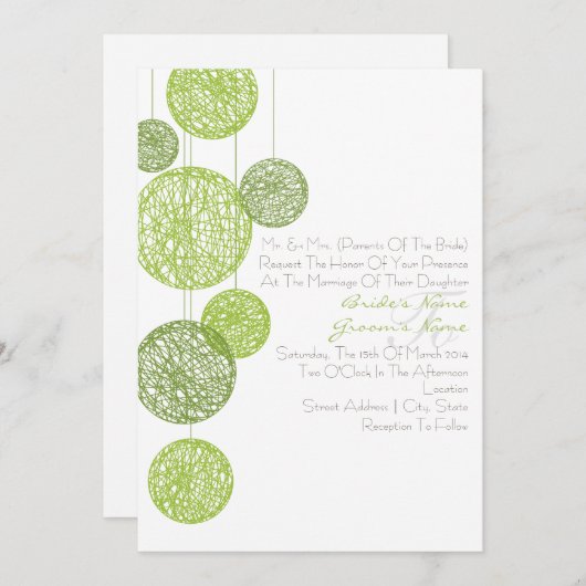 Uitnodiging voor groene Wereldbollen voor bruiloft (Voorkant / Achterkant)