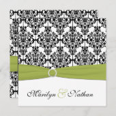 Uitnodiging voor groene, witte en zwarte bruiloft (Voorkant / Achterkant)