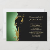  uitnodiging voor groene zwarte en gouden bruiloft (Voorkant)