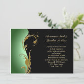  uitnodiging voor groene zwarte en gouden bruiloft (Staand voorkant)