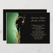  uitnodiging voor groene zwarte en gouden bruiloft (Voorkant / Achterkant)