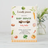 Uitnodiging voor groentemarkt met boerenthema (Staand voorkant)