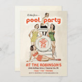 Uitnodiging voor  groepspartij Cute Retro (Voorkant / Achterkant)