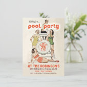 Uitnodiging voor  groepspartij Cute Retro (Staand voorkant)