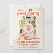 Uitnodiging voor groepspartij Cute Retro (Voorkant)