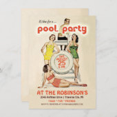 Uitnodiging voor  groepspartij Cute Retro (Voorkant / Achterkant)