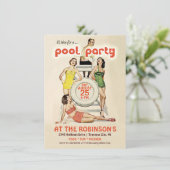 Uitnodiging voor  groepspartij Cute Retro (Staand voorkant)