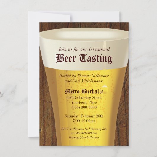 Uitnodiging voor grote bierproeverijparty (Voorkant)