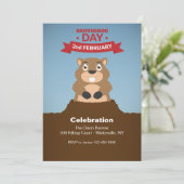 Uitnodiging voor Groundhog Day-viering (Staand voorkant)