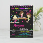 Uitnodiging voor Gymnastiekverjaardag Dance party (Staand voorkant)