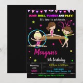 Uitnodiging voor Gymnastiekverjaardag Dance party (Voorkant / Achterkant)
