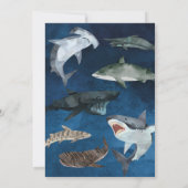 Uitnodiging voor haaien, verjaardagsfeestje bij zw (Achterkant)