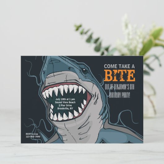 uitnodiging voor haaienbeet (Staand voorkant)