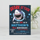 Uitnodiging voor haaienverjaardag (Staand voorkant)