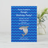 Uitnodiging voor haaienverjaardag (Staand voorkant)