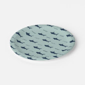 Uitnodiging voor haaienverjaardag papieren bordje (Gekanteld)