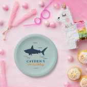 Uitnodiging voor haaienverjaardag papieren bordje (Feest)