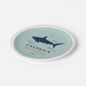 Uitnodiging voor haaienverjaardag papieren bordje (Gekanteld)