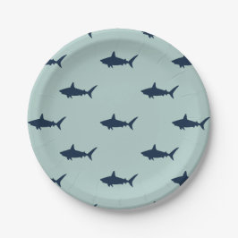Uitnodiging voor haaienverjaardag papieren bordje