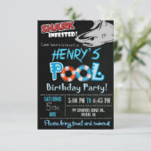 Uitnodiging voor haaienverjaardagsfeestje in het z (Staand voorkant)