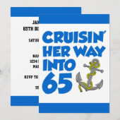 Uitnodiging voor haar 65e verjaardag met cruises (Voorkant / Achterkant)