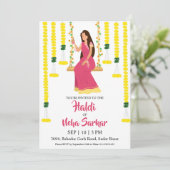 uitnodiging voor haldi-ceremonie (Staand voorkant)