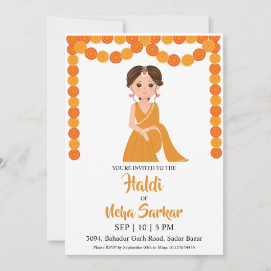 uitnodiging voor haldi-ceremonie (Voorkant)