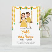 uitnodiging voor haldi-ceremonie (Staand voorkant)