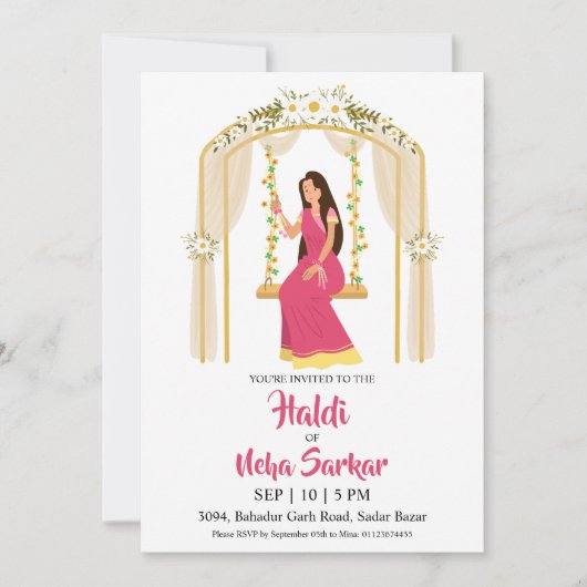 uitnodiging voor haldi-ceremonie (Voorkant)