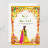 Uitnodiging voor Haldi-huwelijksceremonie & Pithi- (Voorkant / Achterkant)