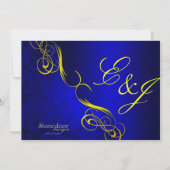 Uitnodiging voor Half Damask Blue/Black Wedding (Achterkant)