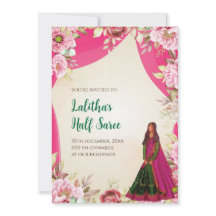 Uitnodiging voor Half Saree-ceremonie als Half sar