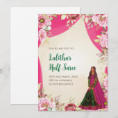 Uitnodiging voor Half Saree-ceremonie als Half sar (Voorkant / Achterkant)