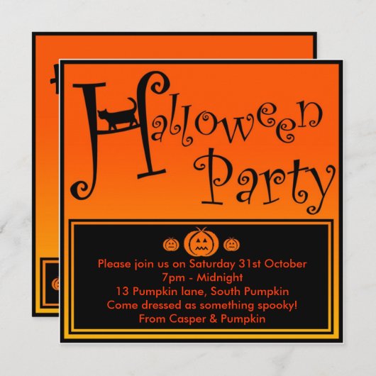 Uitnodiging voor Halloween (Voorkant / Achterkant)