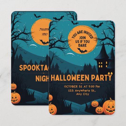 Uitnodiging voor Halloween (Voorkant / Achterkant)